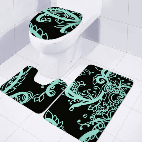 Image of Blue Toilet Three Pieces Set
