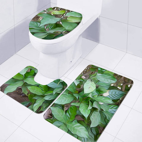 Image of Garden Green Leaves Toilet Three Pieces Set