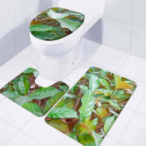 Image of Green Leaves Toilet Three Pieces Set