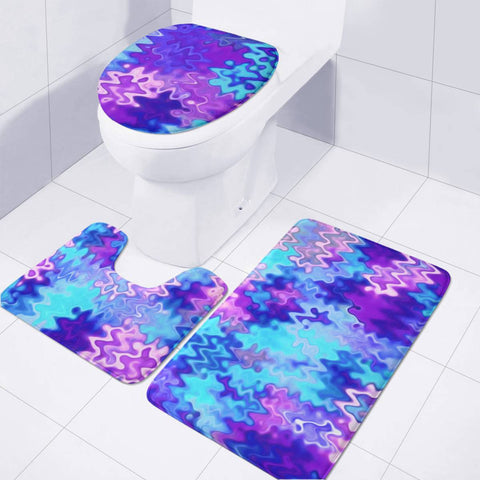 Image of Blue Purple Marble Waves Toilet Three Pieces Set