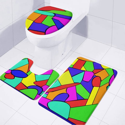 Image of Abstract Neon Mosaic Toilet Three Pieces Set