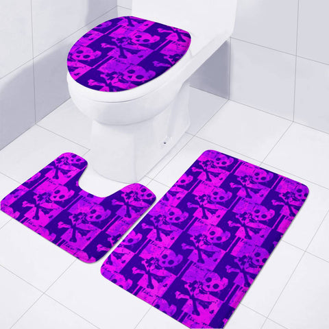 Image of Purple Pink Skull Checker Toilet Three Pieces Set