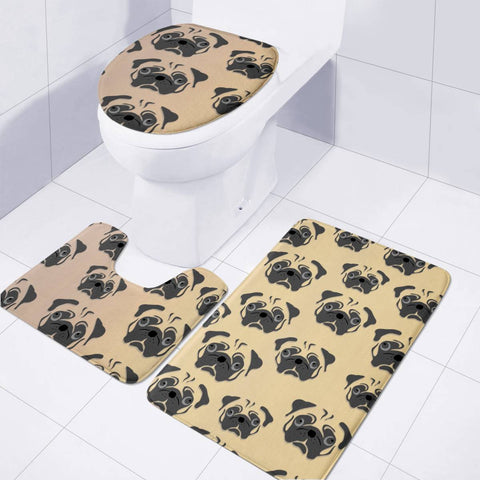 Image of Pugs All Over Toilet Three Pieces Set