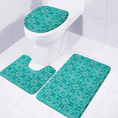 Image of Turquoise Tile Pattern Toilet Three Pieces Set