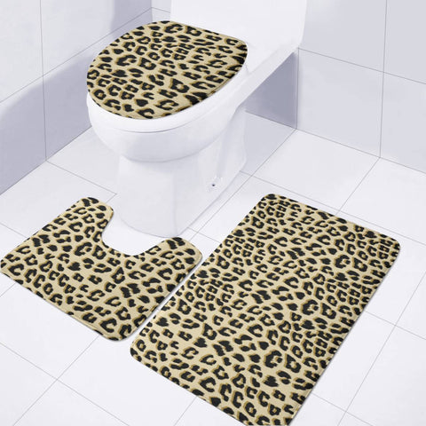 Image of Leopard Print Brown Toilet Three Pieces Set