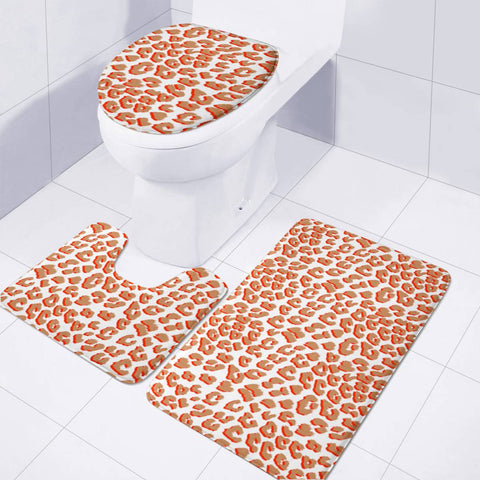 Image of Living Coral Leopard Print Toilet Three Pieces Set