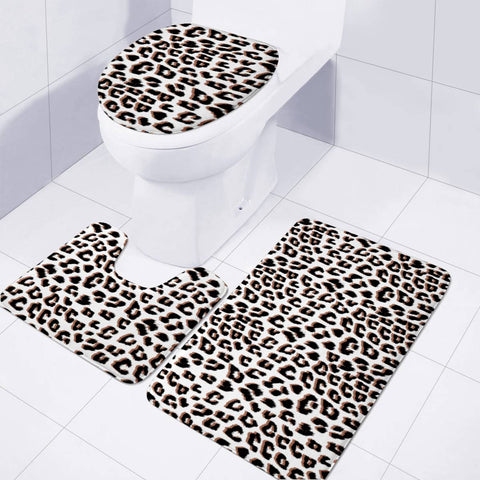 Image of 3D Leopard Print Black Brown Toilet Three Pieces Set