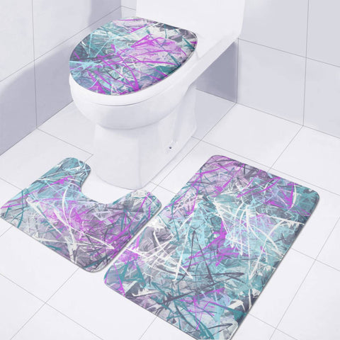 Image of Pink And Turquoise Toilet Three Pieces Set