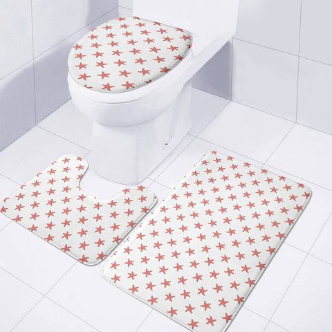 Image of Starfish Pattern On White Toilet Three Pieces Set