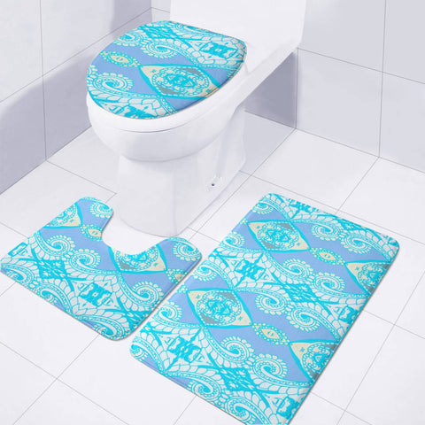 Image of Blue Toilet Three Pieces Set