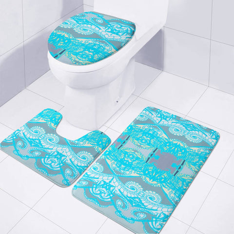 Image of Blue Toilet Three Pieces Set