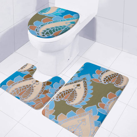 Image of Blue Toilet Three Pieces Set