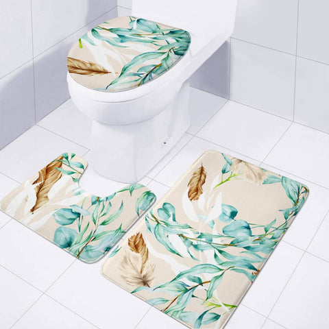 Image of Floral Boho Watercolor Pattern Toilet Three Pieces Set