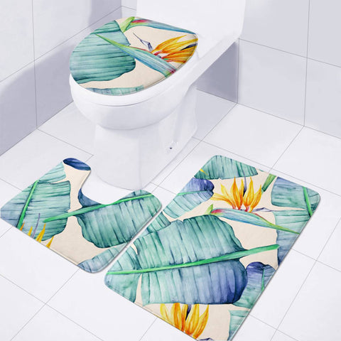 Image of Fancy Tropical Pattern Toilet Three Pieces Set