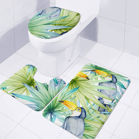 Image of Fancy Tropical Pattern Toilet Three Pieces Set