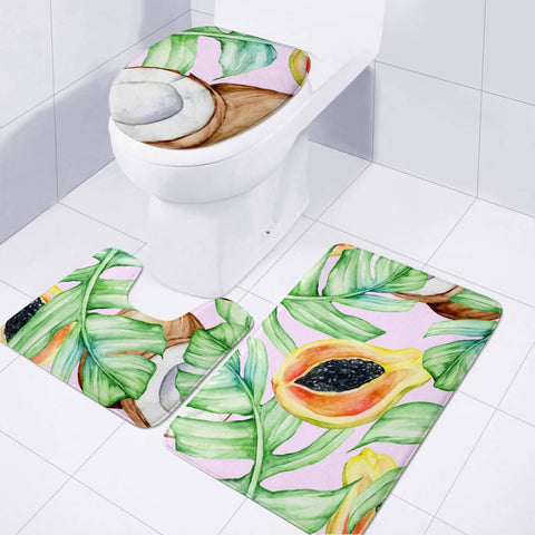 Image of Fancy Tropical Pattern Toilet Three Pieces Set