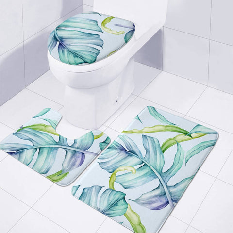 Image of Fancy Tropical Pattern Toilet Three Pieces Set