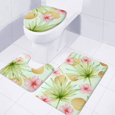 Image of Fancy Tropical Pattern Toilet Three Pieces Set