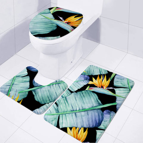 Image of Fancy Tropical Pattern Toilet Three Pieces Set