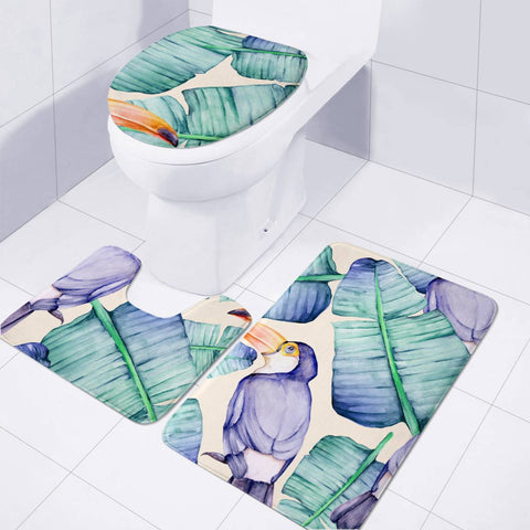 Image of Fancy Tropical Pattern Toilet Three Pieces Set