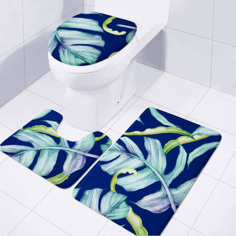 Image of Fancy Tropical Pattern Toilet Three Pieces Set