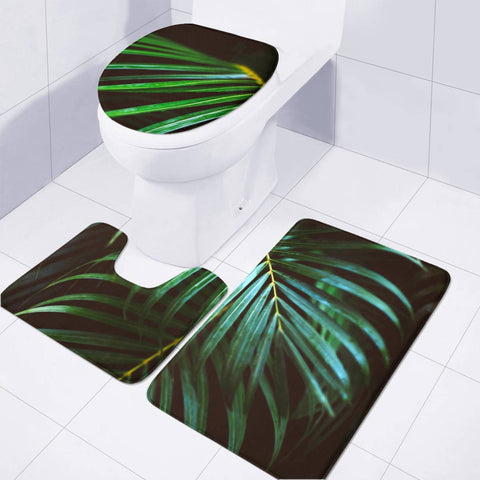 Image of Green Palm Leaves Toilet Three Pieces Set