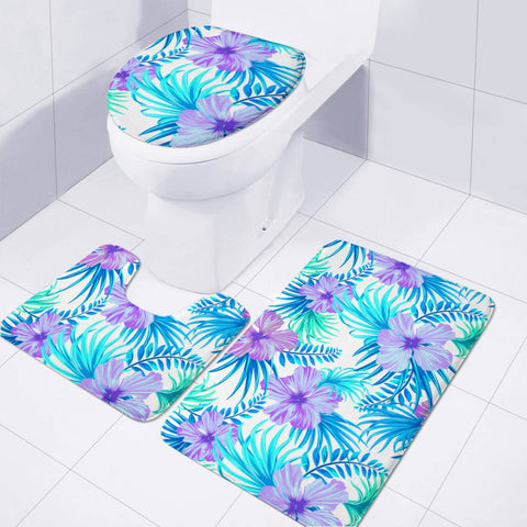 Image of Fancy Tropical Floral Pattern Toilet Three Pieces Set