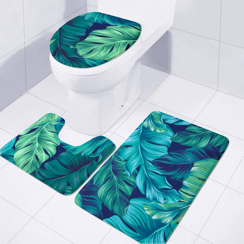 Image of Fancy Tropical Floral Pattern Toilet Three Pieces Set