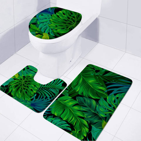 Image of Fancy Tropical Floral Pattern Toilet Three Pieces Set