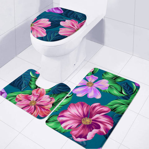 Image of Fancy Tropical Floral Pattern Toilet Three Pieces Set