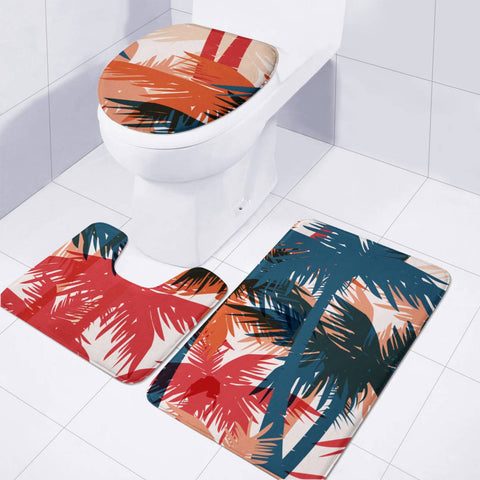 Image of Fancy Tropical Floral Pattern Toilet Three Pieces Set