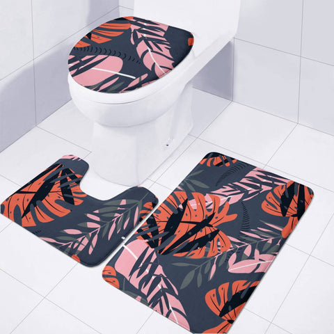 Image of Fancy Tropical Floral Pattern Toilet Three Pieces Set