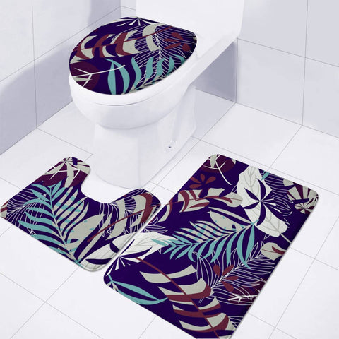 Image of Fancy Tropical Floral Pattern Toilet Three Pieces Set