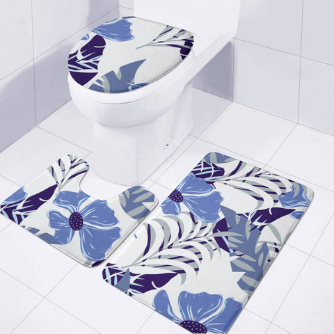 Image of Fancy Tropical Floral Pattern Toilet Three Pieces Set