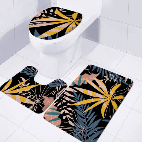 Image of Fancy Tropical Floral Pattern Toilet Three Pieces Set