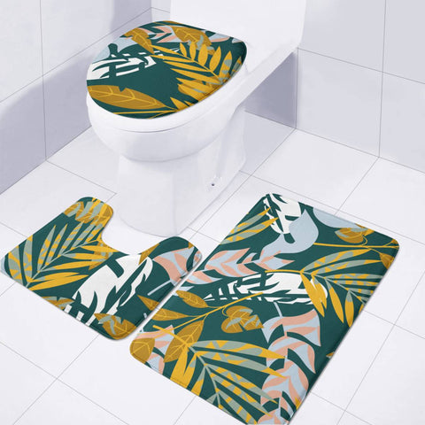 Image of Fancy Tropical Floral Pattern Toilet Three Pieces Set