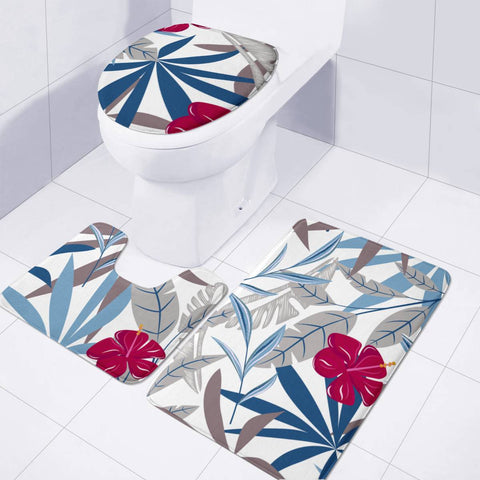 Image of Fancy Tropical Floral Pattern Toilet Three Pieces Set