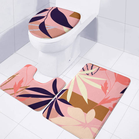 Image of Fancy Tropical Floral Pattern Toilet Three Pieces Set