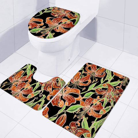 Image of Fancy Tropical Floral Pattern Toilet Three Pieces Set