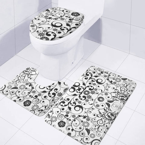 Image of Black And White Arabesques Toilet Three Pieces Set