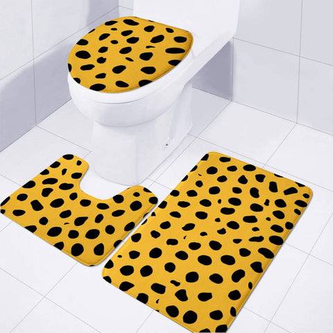 Image of Cheetah Spots Print Black Orange Toilet Three Pieces Set