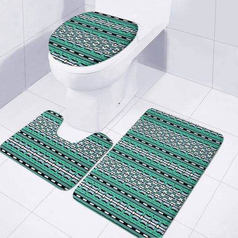 Image of Aztec Striped Colorful Print Pattern Toilet Three Pieces Set