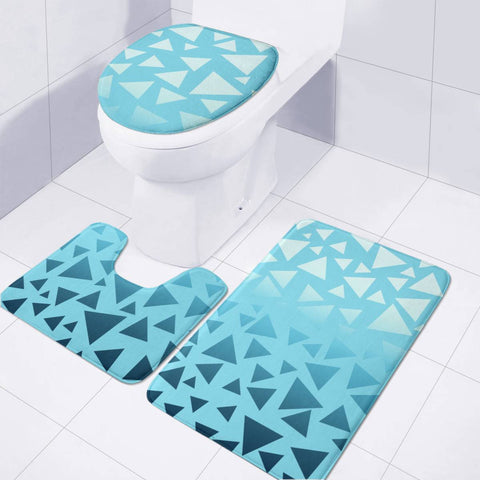 Image of Blue Seamless Triangles Pattern Toilet Three Pieces Set