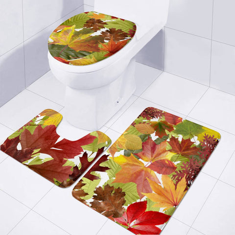 Image of Autumn Fall Leaves Toilet Three Pieces Set