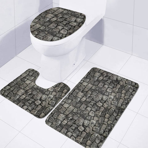 Image of Ancient Stone Wall Pattern Toilet Three Pieces Set