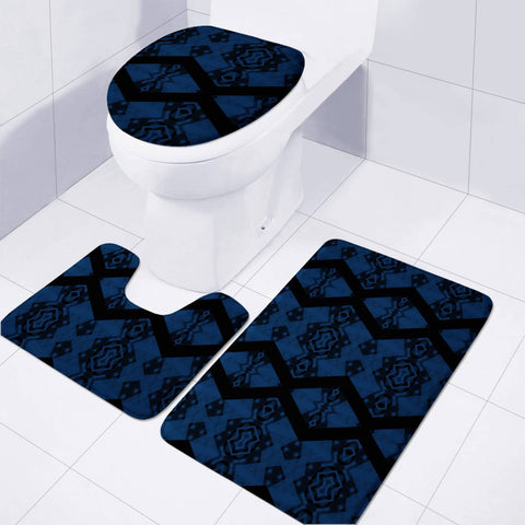 Image of Blue Toilet Three Pieces Set