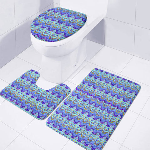 Image of Colorful Asian Style Pattern Toilet Three Pieces Set