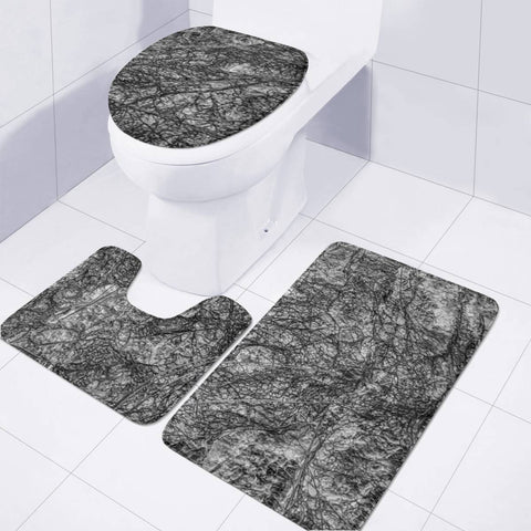 Image of Black And White Organic Texture Print Toilet Three Pieces Set