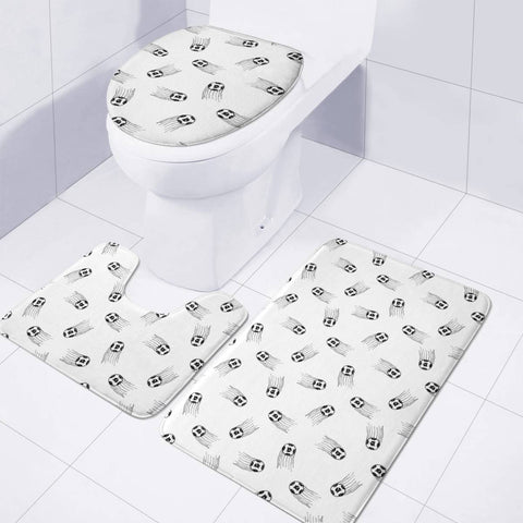 Image of Soccer Motif Drawing Pattern Design Toilet Three Pieces Set