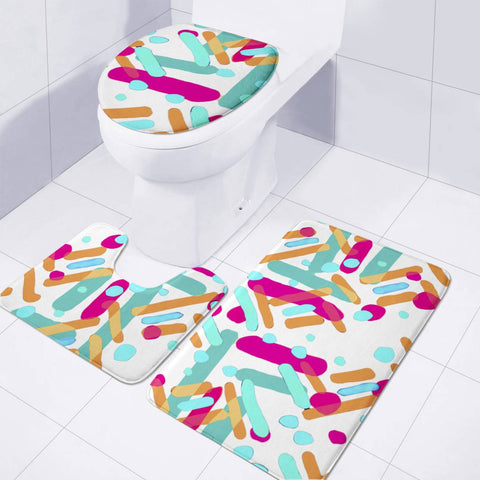 Image of Vivid Multicolored Abstract Print Toilet Three Pieces Set